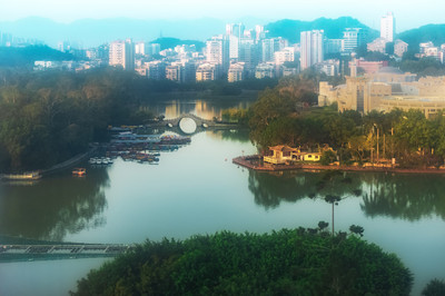 福州西湖公園俯瞰。2019年9月,福州三坊七巷游覽拍攝。